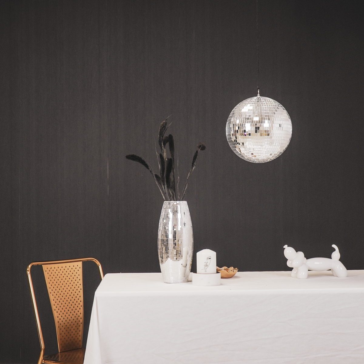 Vaas - Disco - Glas - Zilver - 12,5x12,5x30cm