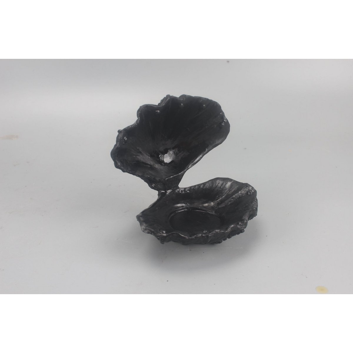 Ornament - Schelp/Oester - Polyresin - Zwart - 12,5x11,5x12cm