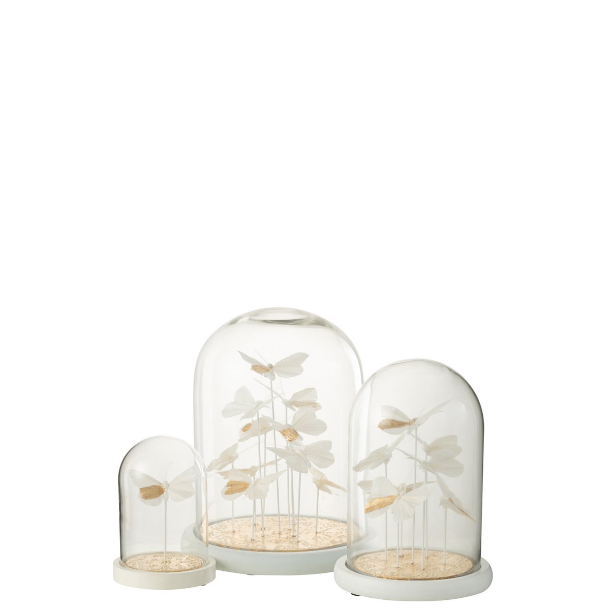 J-Line stolp Vlinders + Puntjes - glas - wit/goud - large