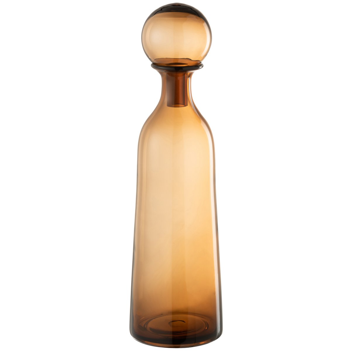 J-Line Fles+Stop Effen Decoratief Hoog Glas Bruin Large