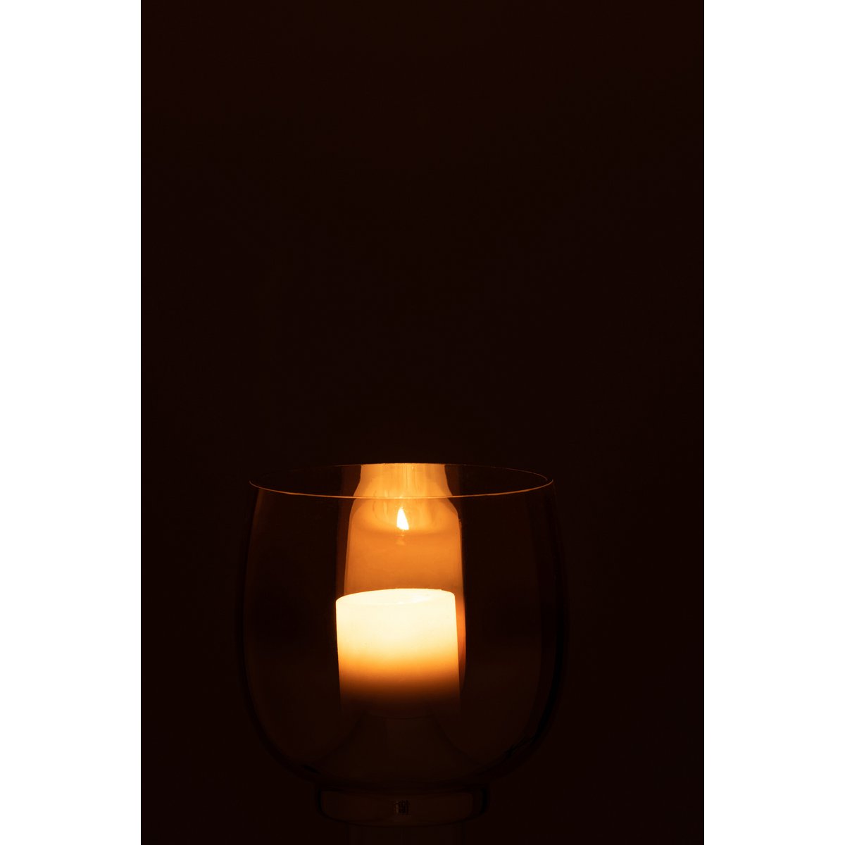 J-Line windlicht Rond - glas - geel/zilver - medium