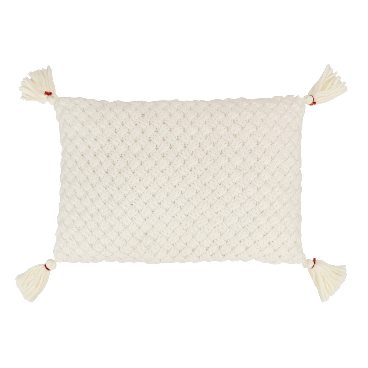J-Line kussen Gehaakt Kwast - polyester/acryl - wit