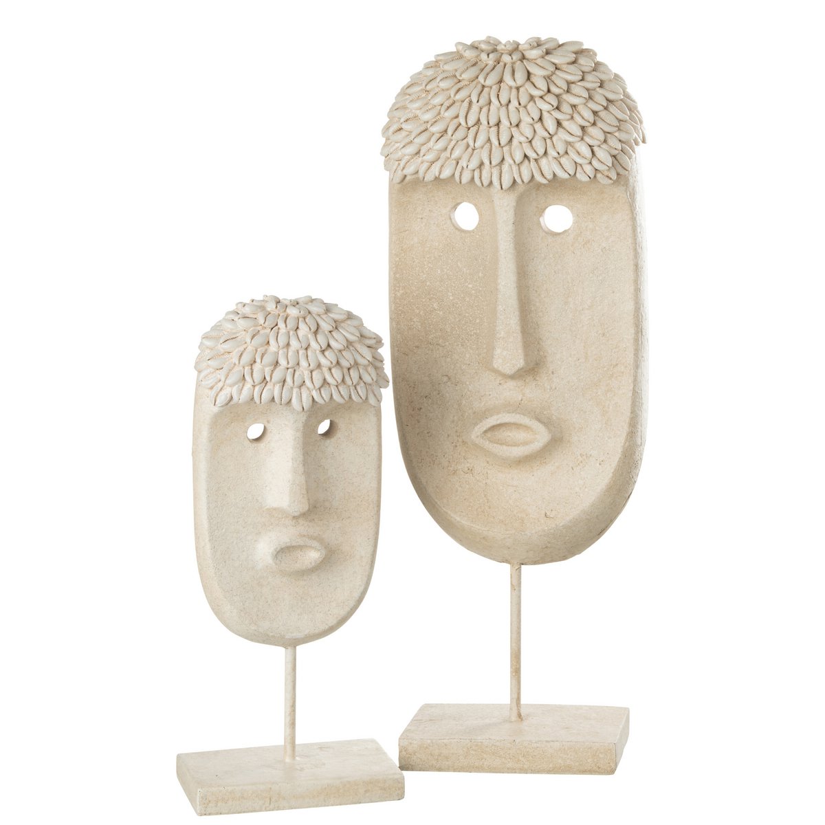 J-Line decoratie Gezicht Etnisch - steen/resine - beige - large