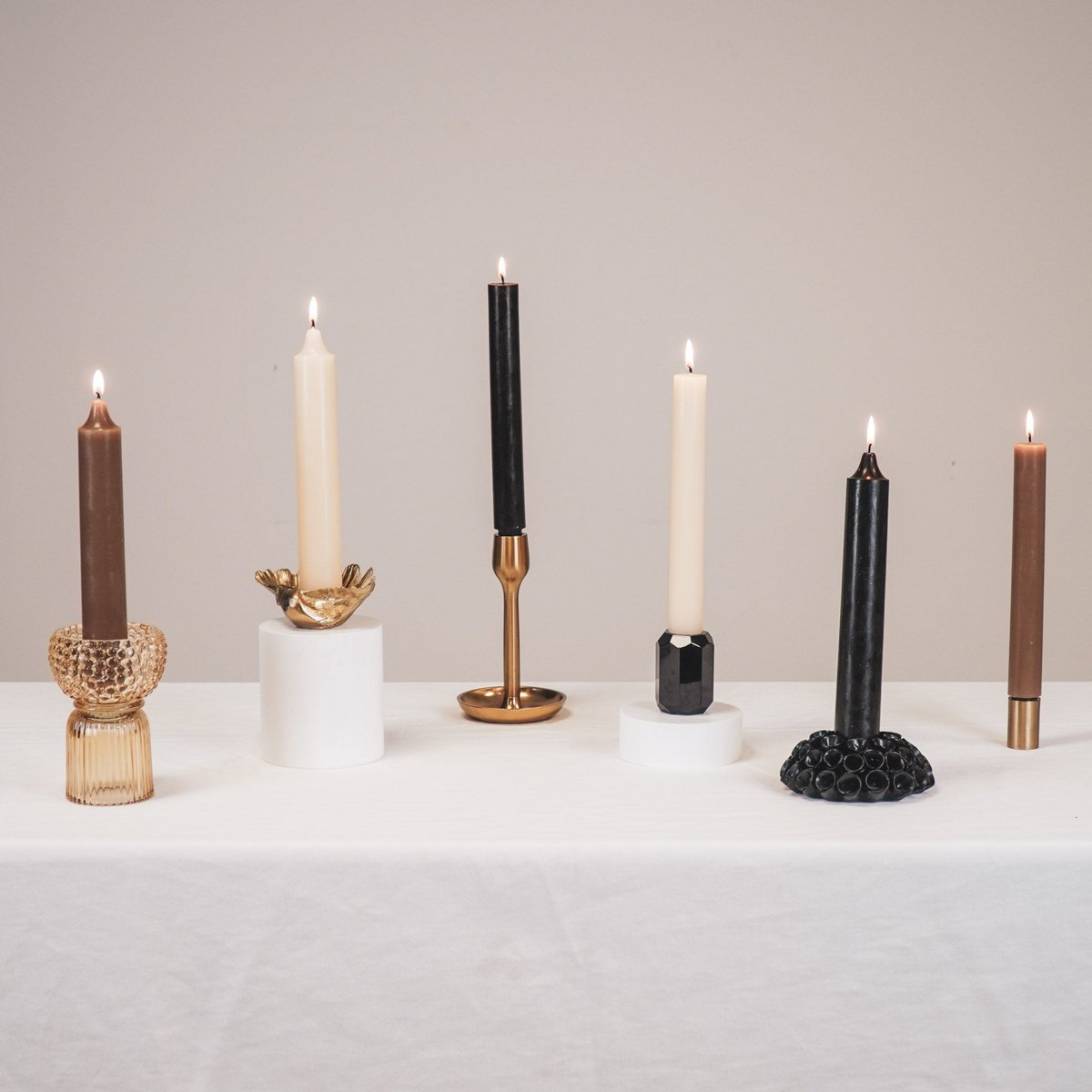 Tapers - Groot -XL-Wax- Taupe -Display 12 stuks - 3x25 cm