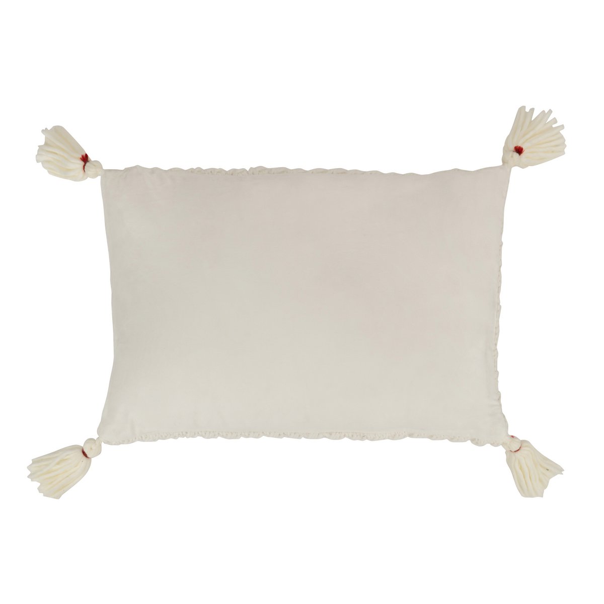 J-Line kussen Gehaakt Kwast - polyester/acryl - wit