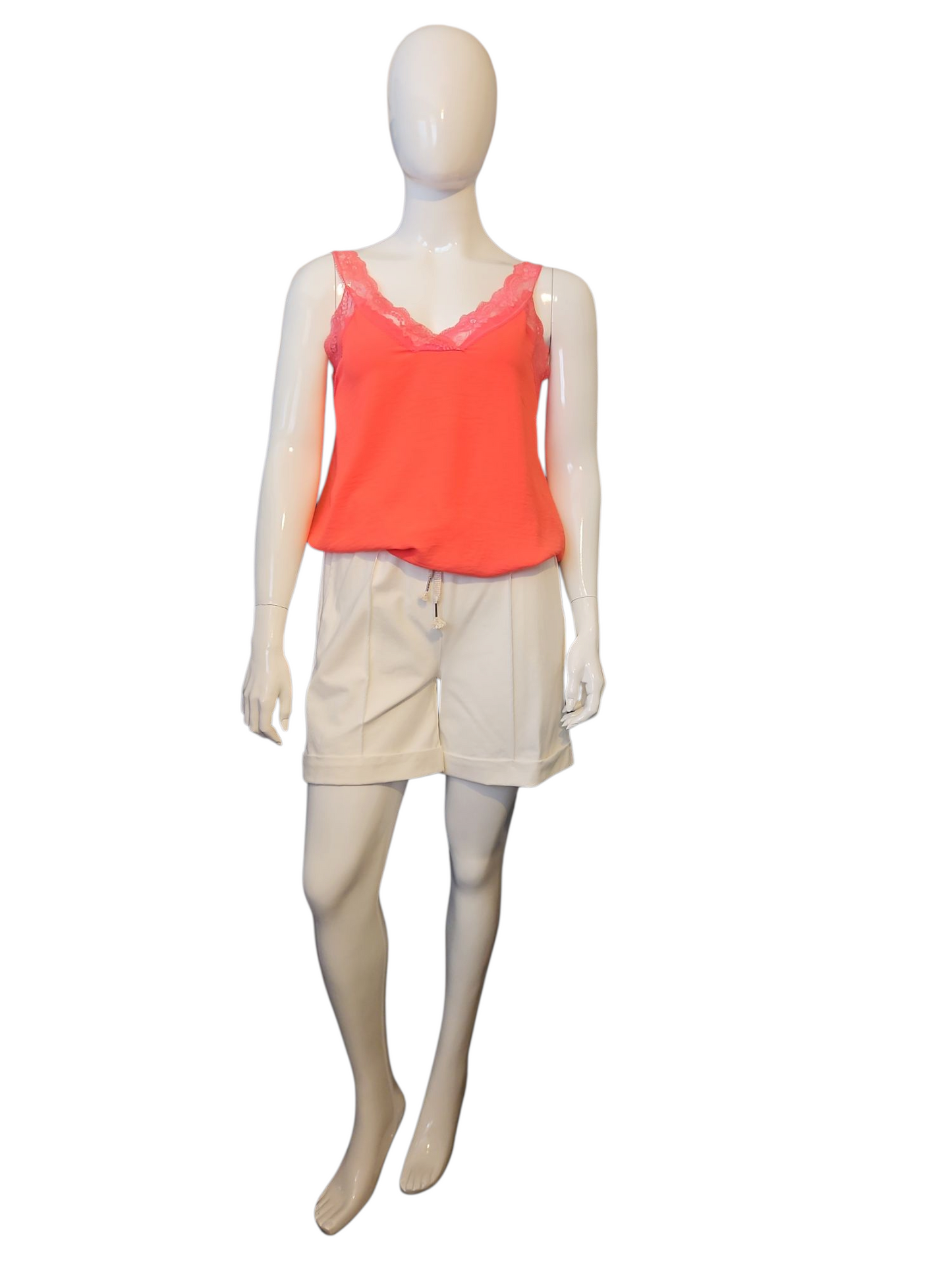 Top met Kant – V-hals & Spaghettibandjes Meerdere kleuren - One Size