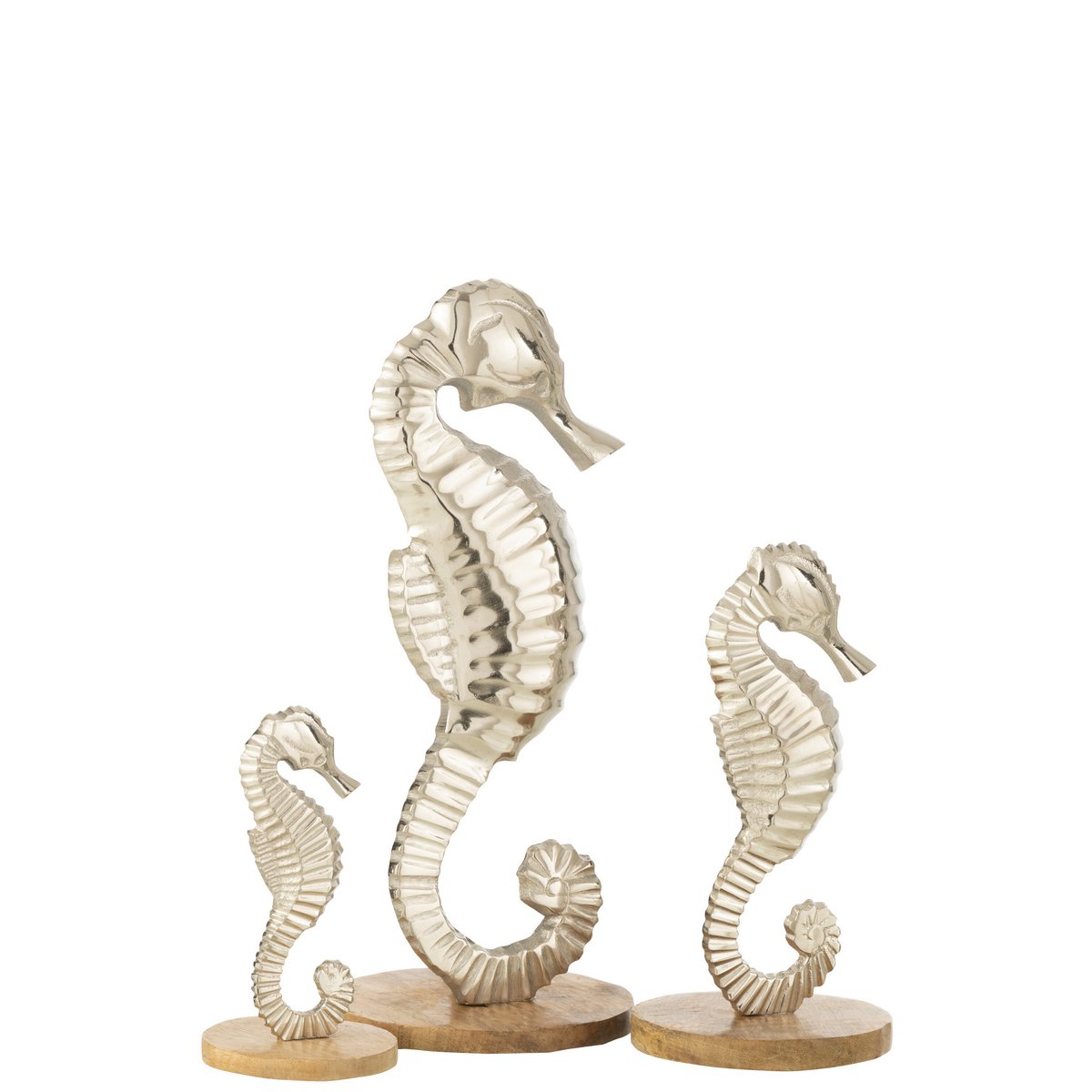 J-Line decoratie zeepaardje Op Voet - aluminium - zilver - large