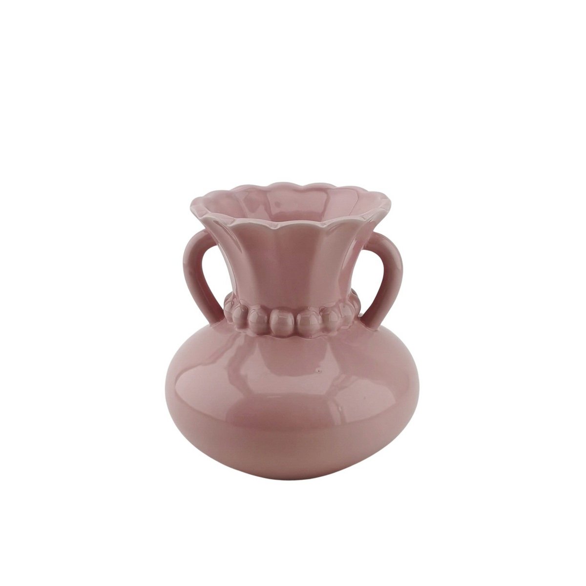 Vaas - parelhals - steengoed lichtroze- 14x14x15cm