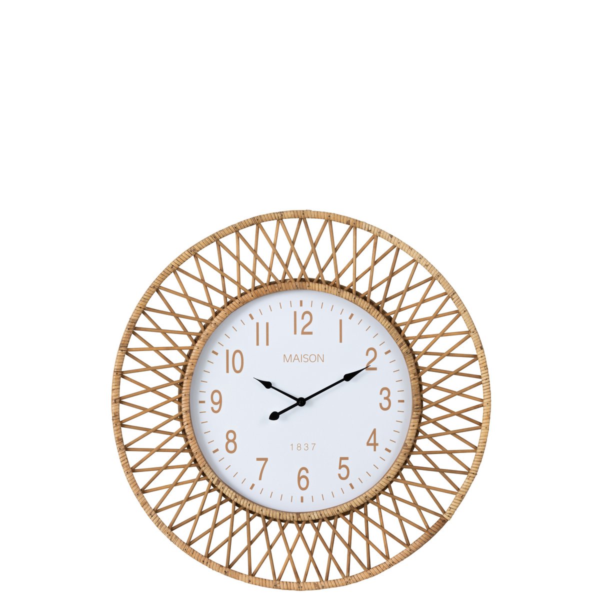 J-Line wandklok Wonder - rotan/multiplex - naturel/wit - large