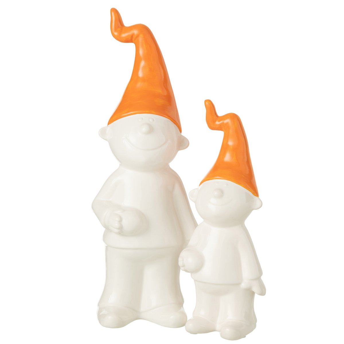J-Line Kabouter Staand Keramiek Wit/Oranje Large