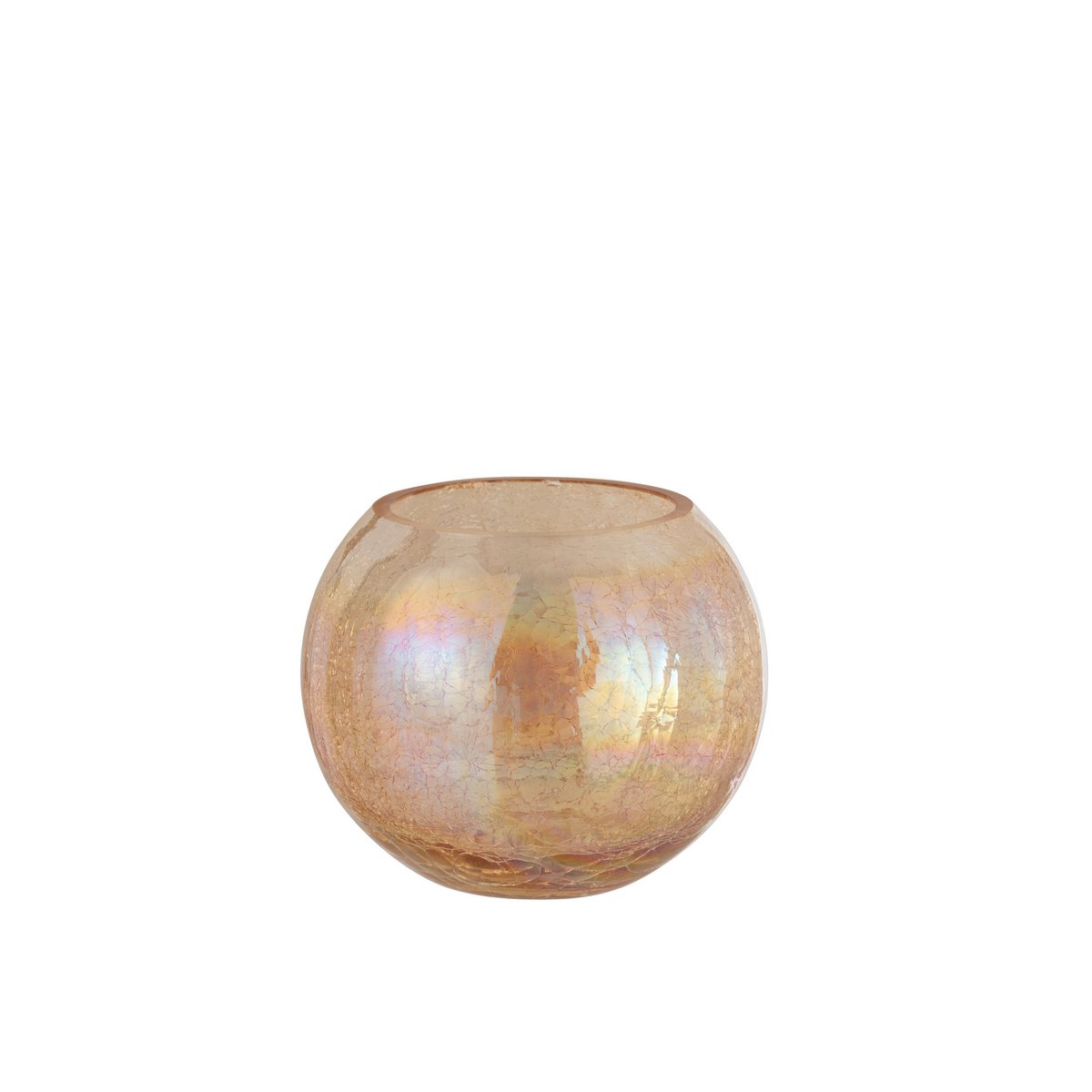 J-Line windlicht Bol Craquele Parel Effect - glas - amber - large