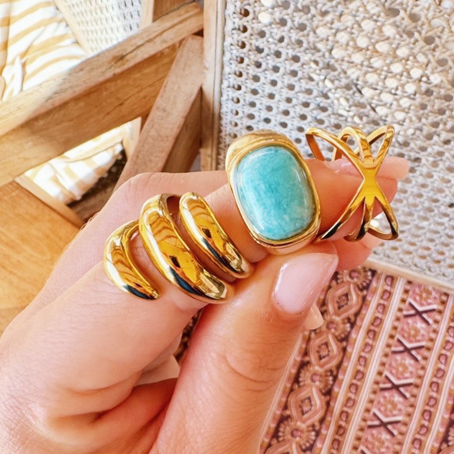RVS statement 'spiraal' ring - goud