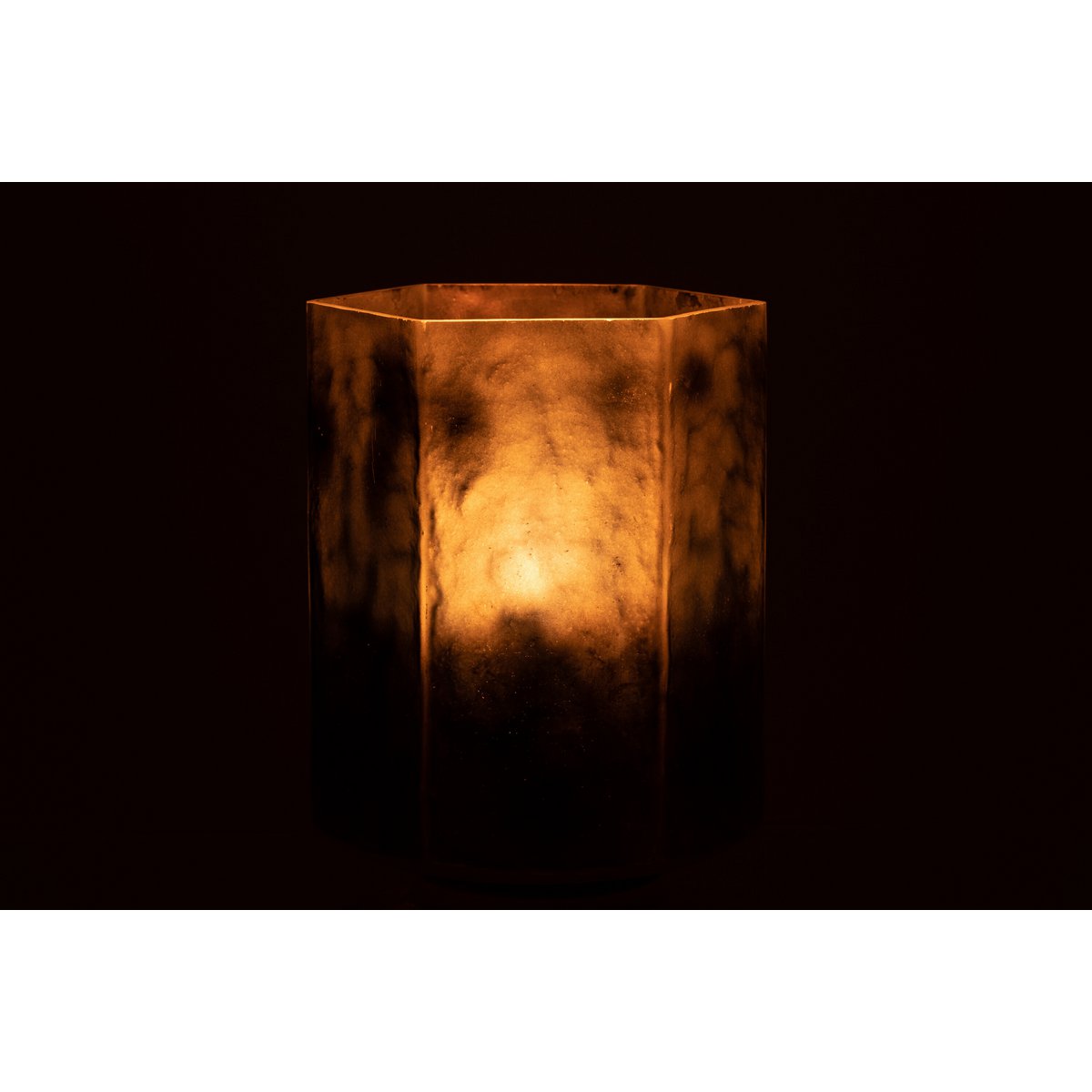 J-Line windlicht Zeshoek - glas - grijs - large