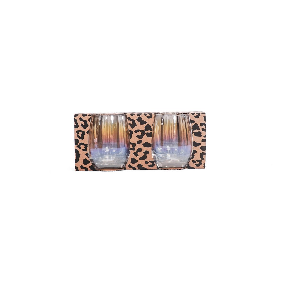 Glaswerk - Waterglas - Regenboog - Set van 2 - 8,5x 9,5 cm