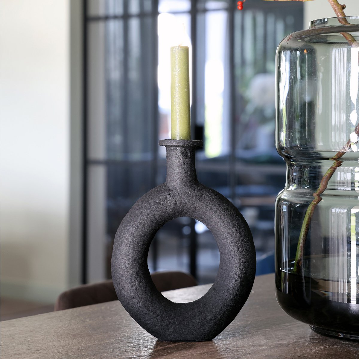 Kandelaar Rocha rough black