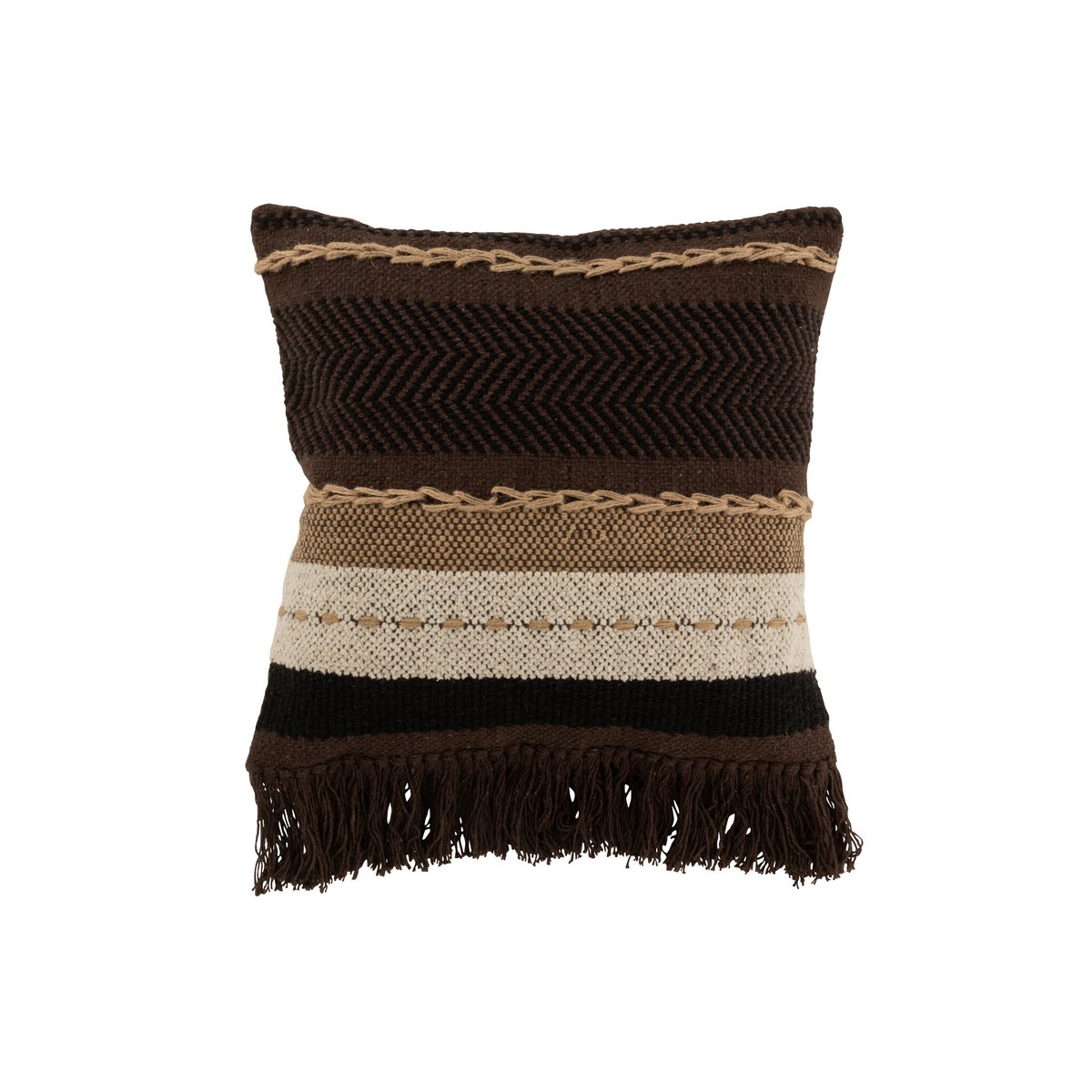 J-Line kussen Etnic - katoen - bruin/zwart/beige