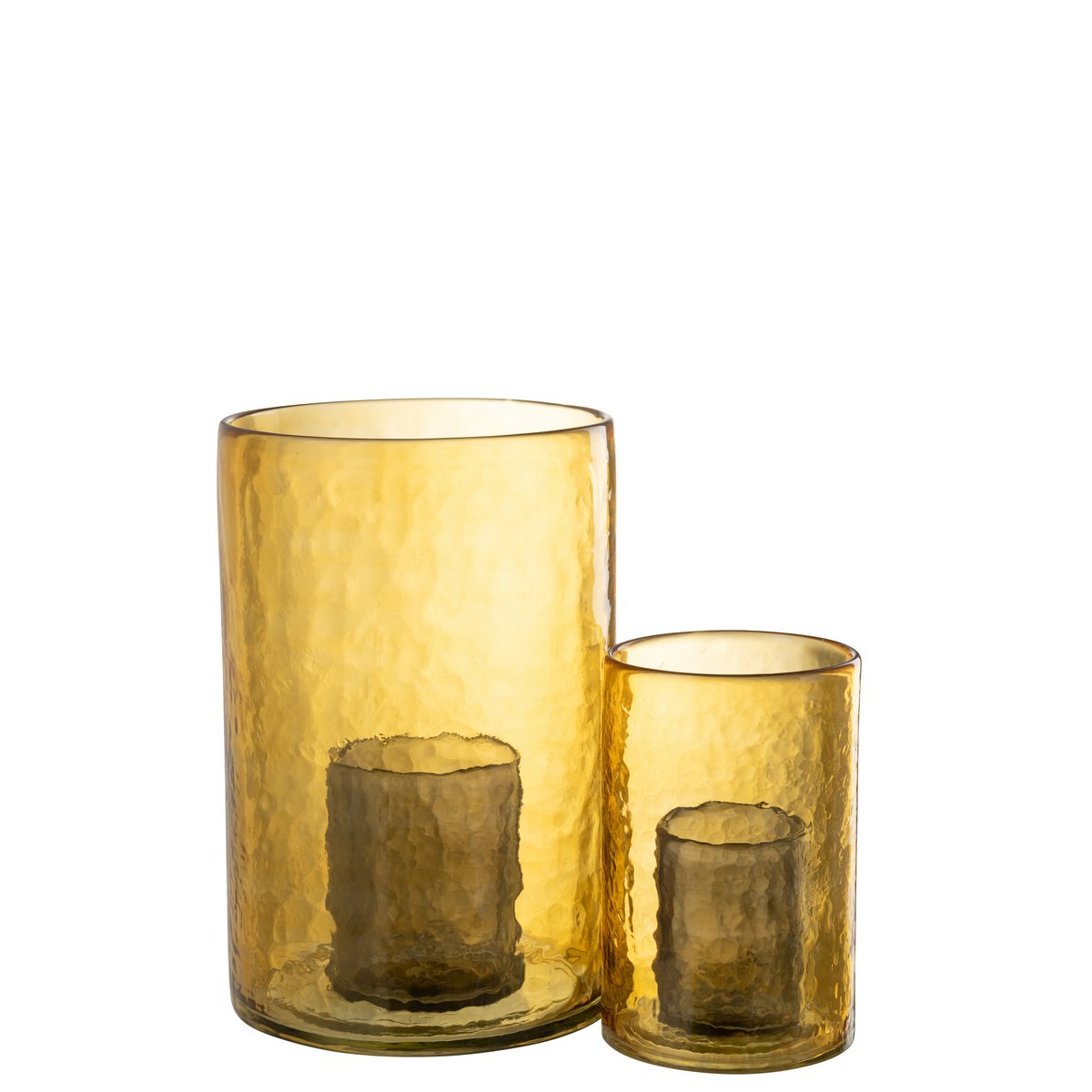 J-Line Windlicht Dubbel Glas Geel Large