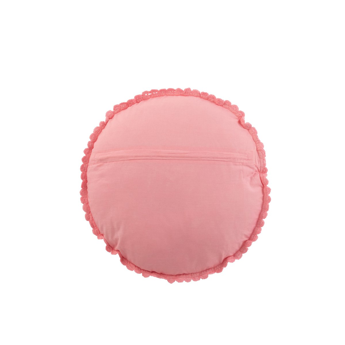 J-Line kussen Rond Mia Kant - katoen - roze