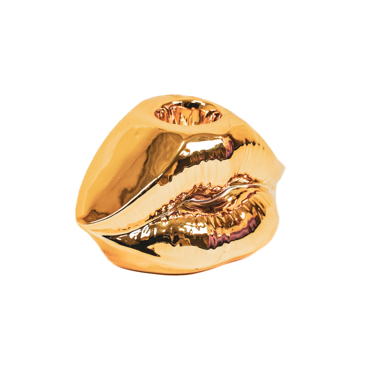 Housevitamin Lips Don't Lie Kandelaar - Goud - 10,5x6,5x5,5cm