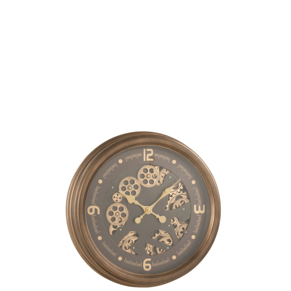 J-Line Radars Arabische Cijfers klok - metaal/ glas - goud - Ø 52 cm