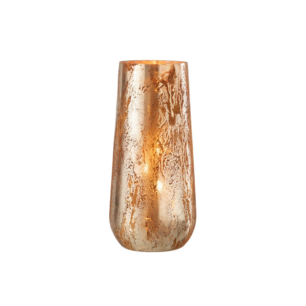 J-Line Windlicht Glas Bruin/Goud Large