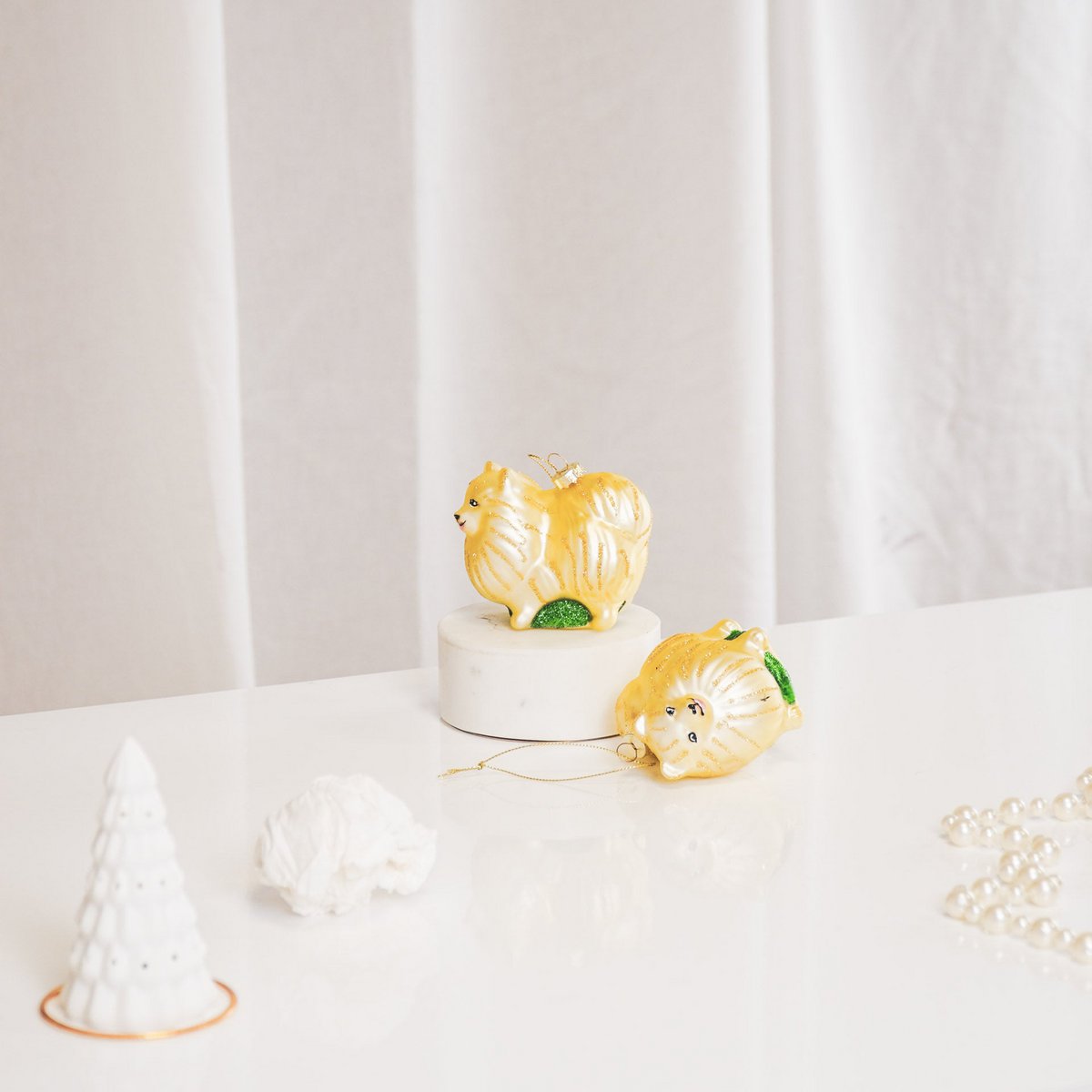 Ornament Kersthanger - Pommeren - Glas - 8x5,5x7,5cm