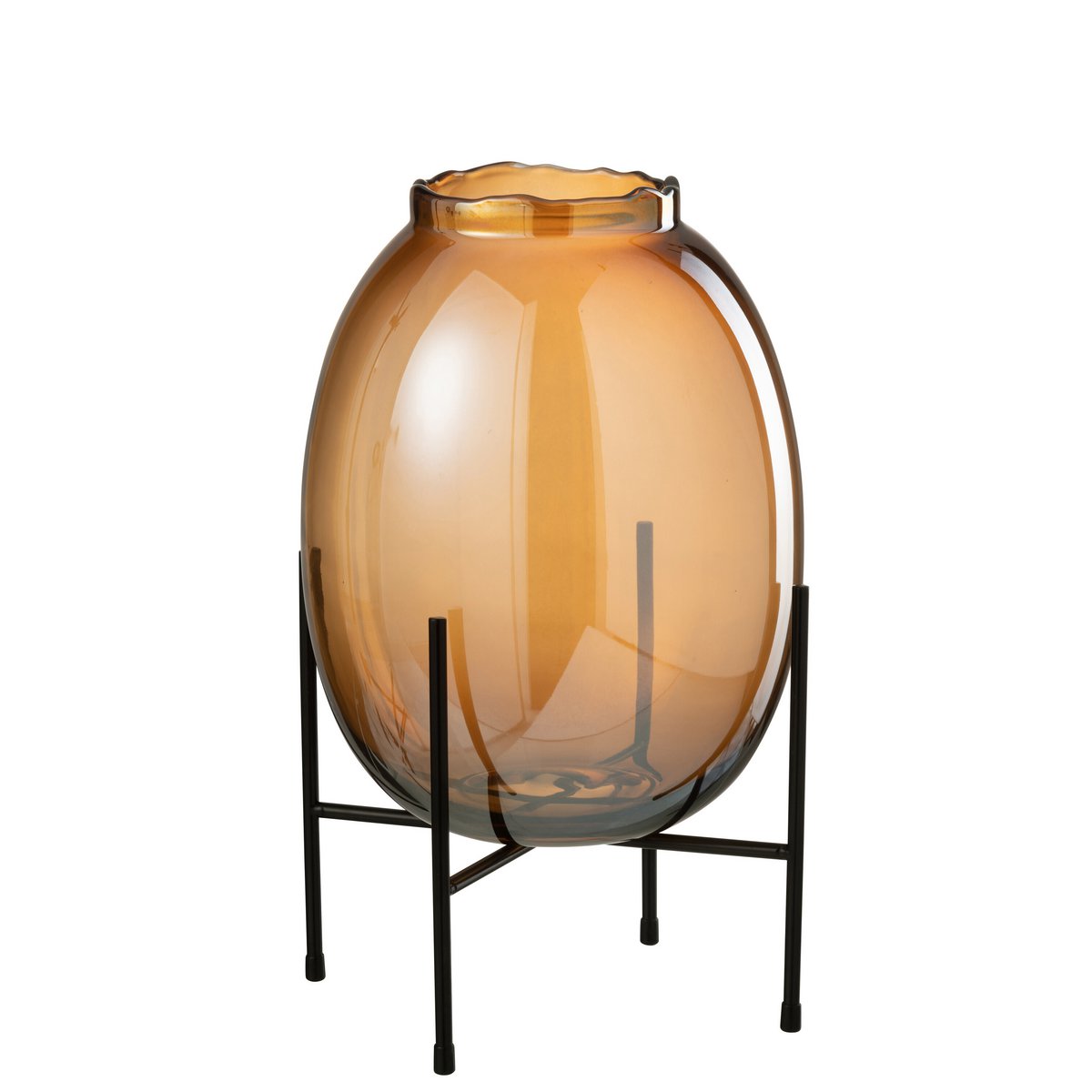 J-Line vaas Op Voet - glas - bruin - large