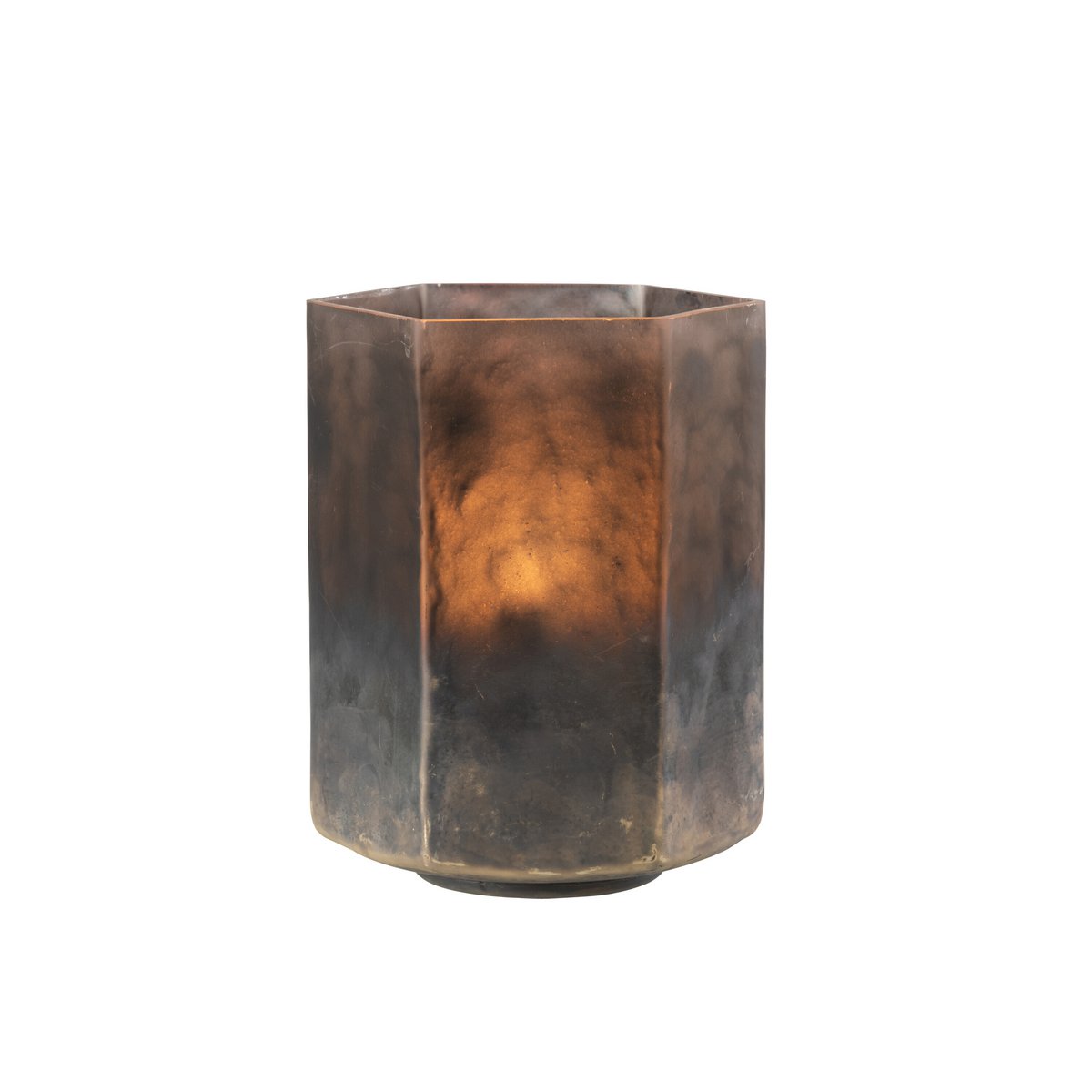 J-Line windlicht Zeshoek - glas - grijs - large