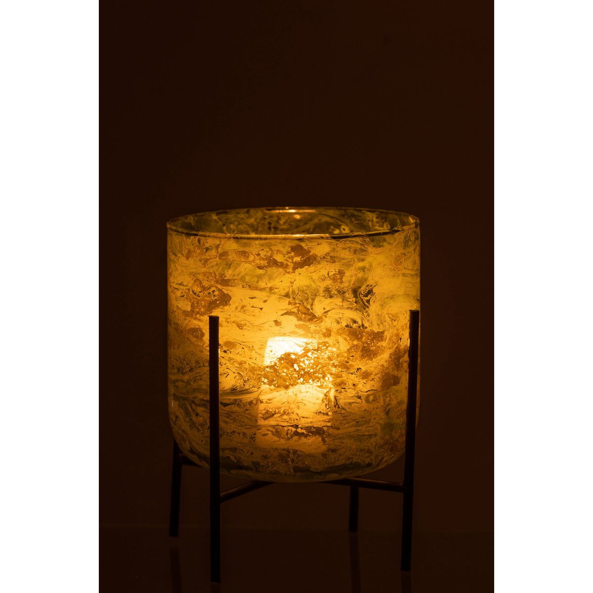 J-Line windlicht Staand Marmer - glas/ijzer - groen - large