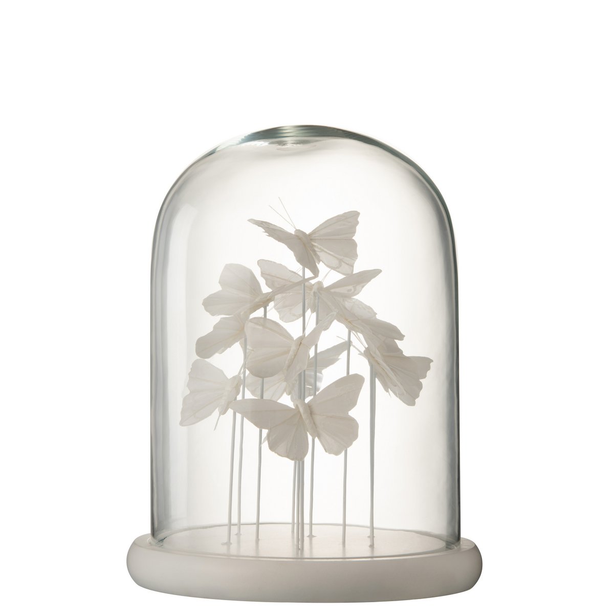 J-Line decoratie Stolp Vlinder - glas - wit - large