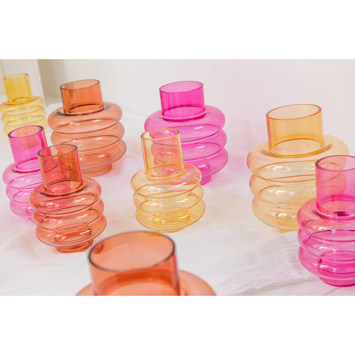 J-Line vaas Lima - glas - oker - groot - 22,5 cm