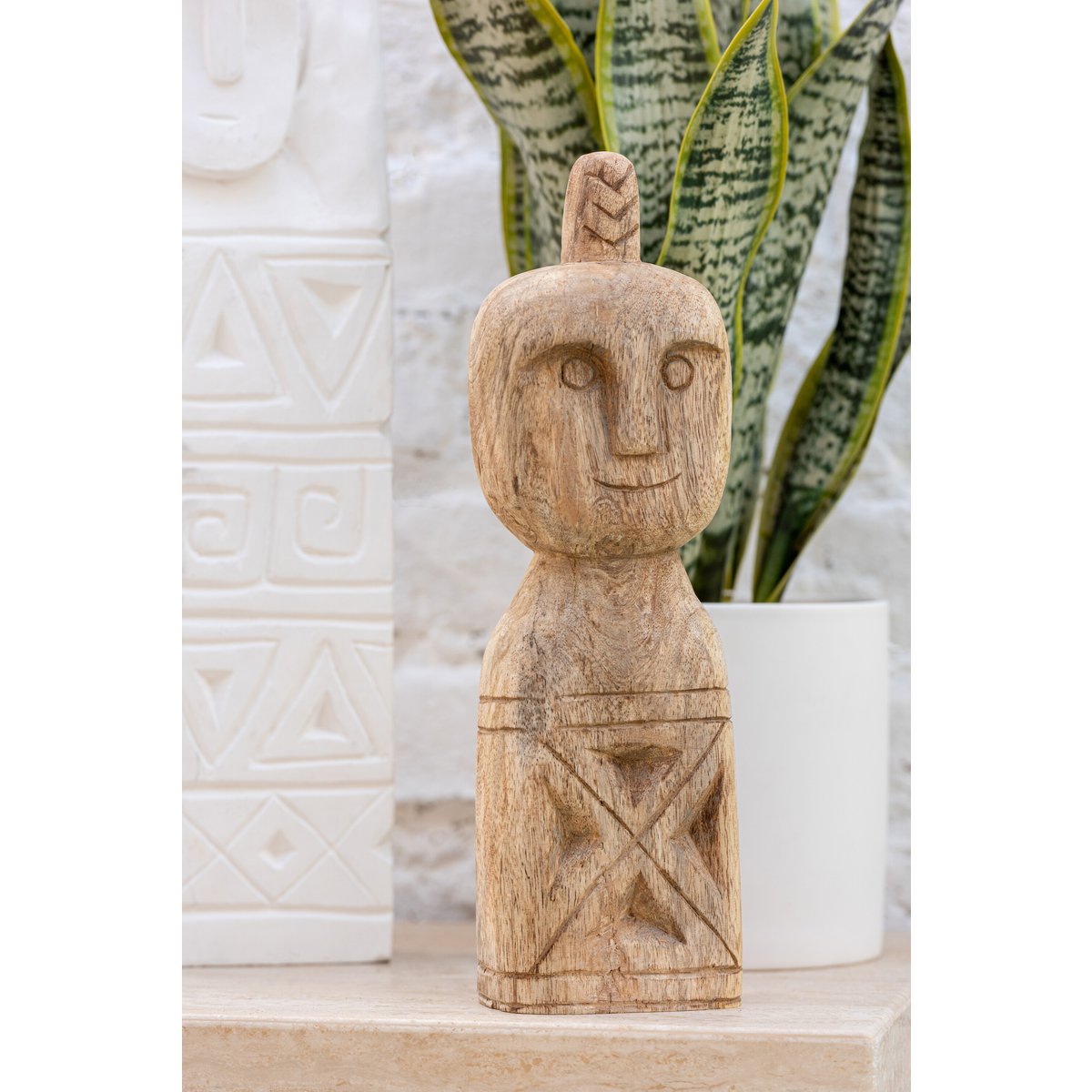 J-Line Set Van 2 Afrikaans Gerkefd Figuur Hout Naturel