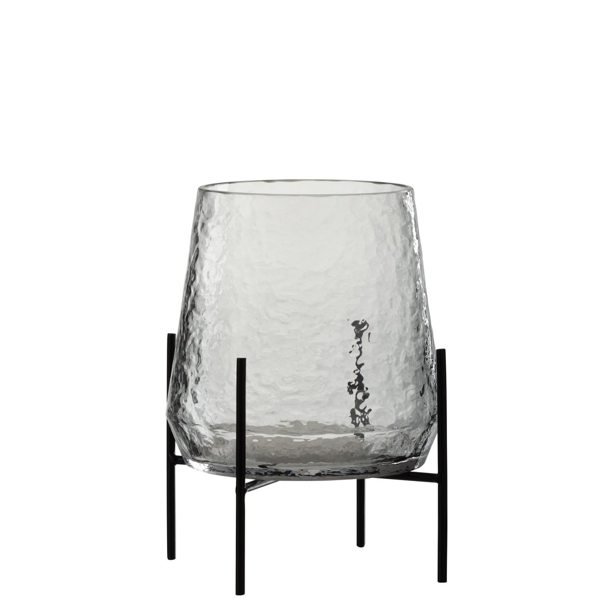 J-Line vaas Op Voet Oneffen - glas - transparant/zwart - small