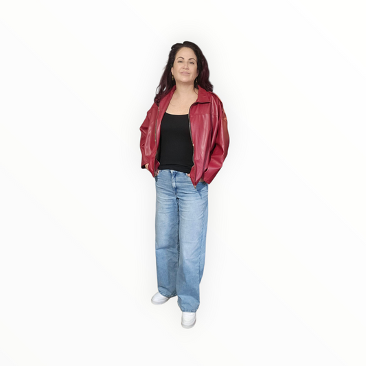Geweldig imitatie leren jasje