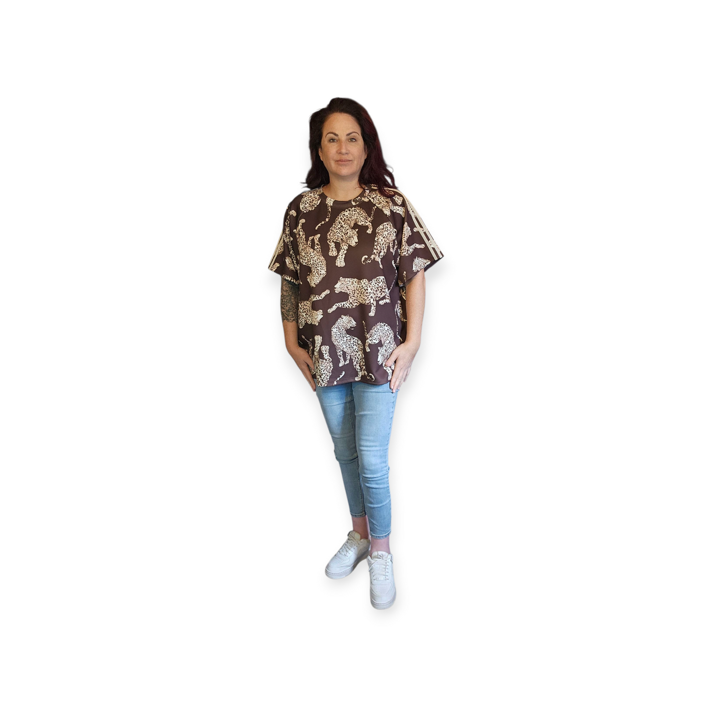 Mooie bruine top met luipaarden