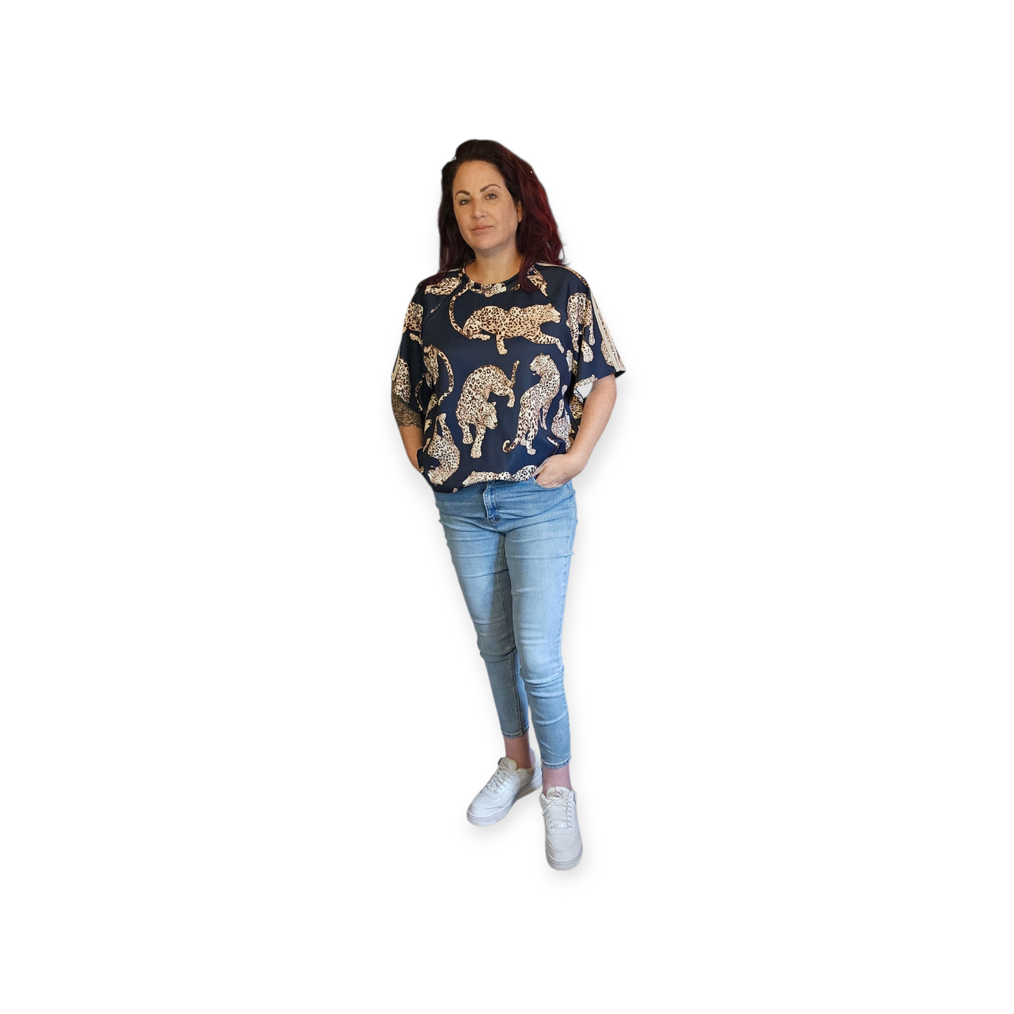 Mooie bruine top met luipaarden