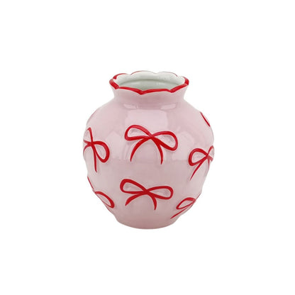 Vaas - Bloemvaaslinten - Lichtroze/rood - 13x13x14cm