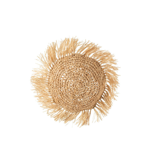 J-Line Kussen Rond Riet Raffia - jute - naturel