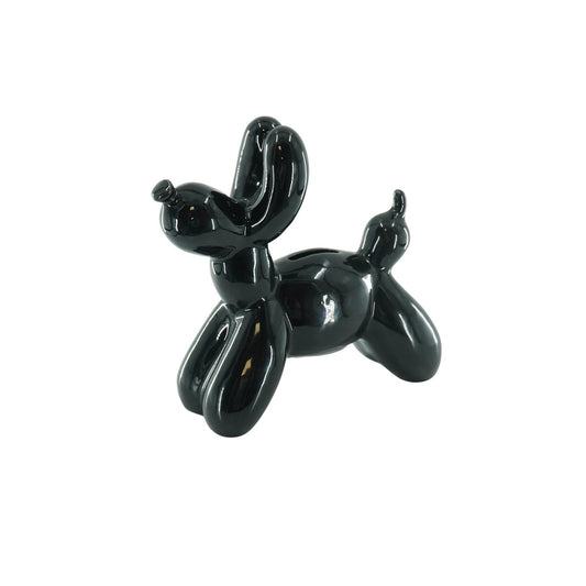 Ornament- Spaarpot Ballon Hond- Keramiek- Zwart-17x7x17cm