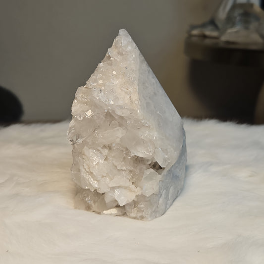 Half gepolijste Bergkristal cluster punt