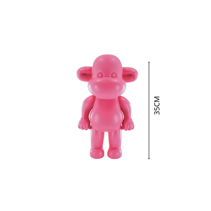 Ornament - aap -beeldje 'de legende'- polyresin - roze - 20,5x13,5x35cm