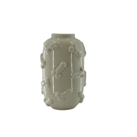 Vaas - Dick - Keramiek - Beige - 17x17x27cm