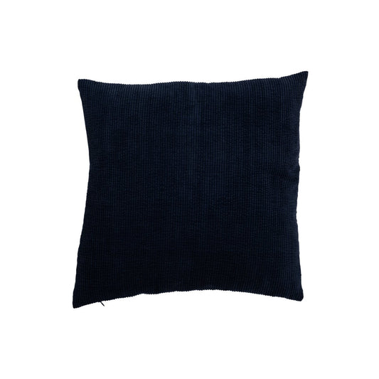 J-Line Kussen Rib Vierkant Velours  - fluweel - blauw