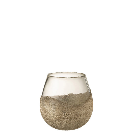 J-Line kaarshouder Helft Parels Rond - glas - goud - medium