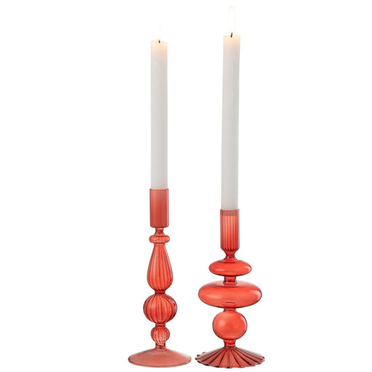 J-Line Kaarshouder Bollen Mix Glas Rood