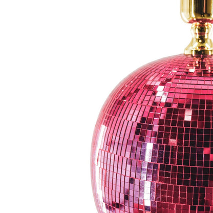 Lamp - Disco Ball - Glas - roze - 20x20x20cm
