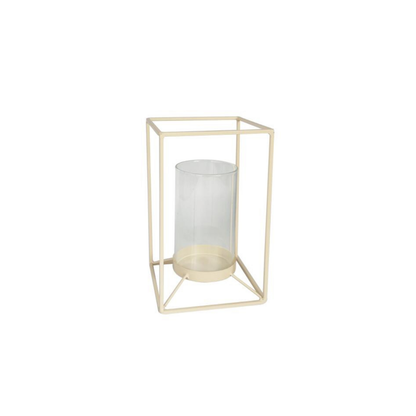 Lantaarn - Metaal/Glas - Wit - 12,5x12,5x20cm