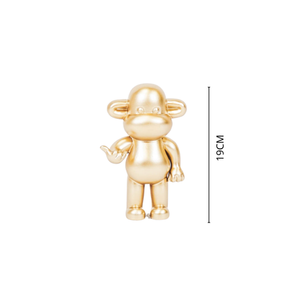 Ornament - hang losse aap beeldje 'de legende' - polyresin - goud - 11x7x19cm