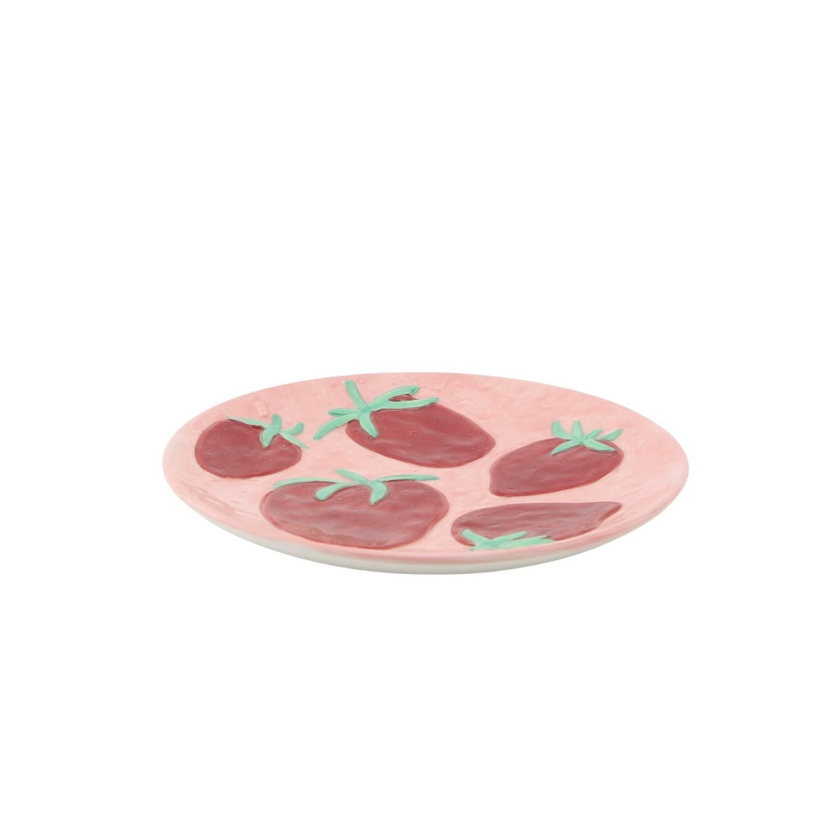 Deco-plaat-aardbeien- roze/ rood- 17,5x17,5x2cm