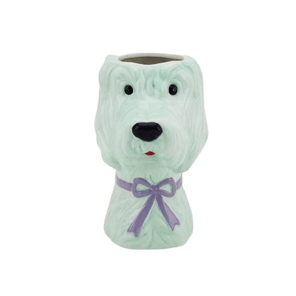 Vaas -bloemen vaashond - mint/ lilac- 13x14x21cm
